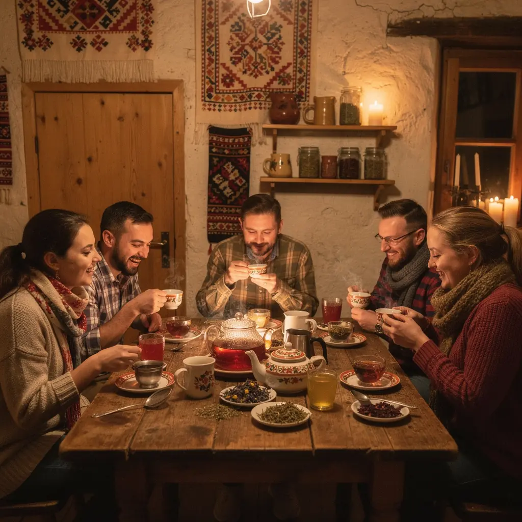 Záber na čajovú kanvicu, z ktorej sa parí voňavý bylinkový čaj.