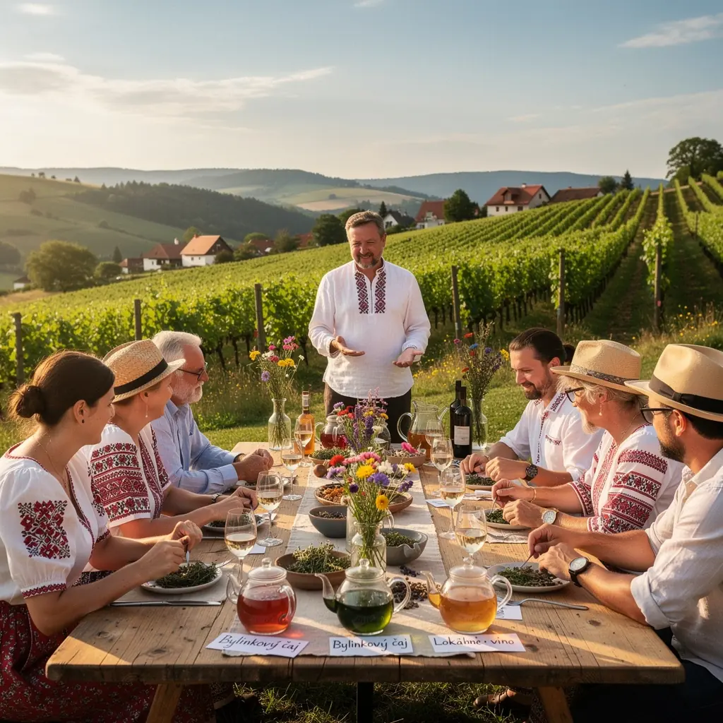 Kvetinový záhon s bylinkami, z ktorých sa pripravujú čajové zmesy.